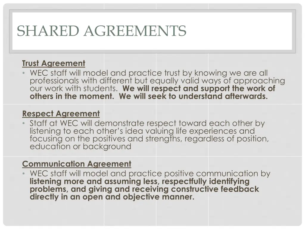 shared agreements