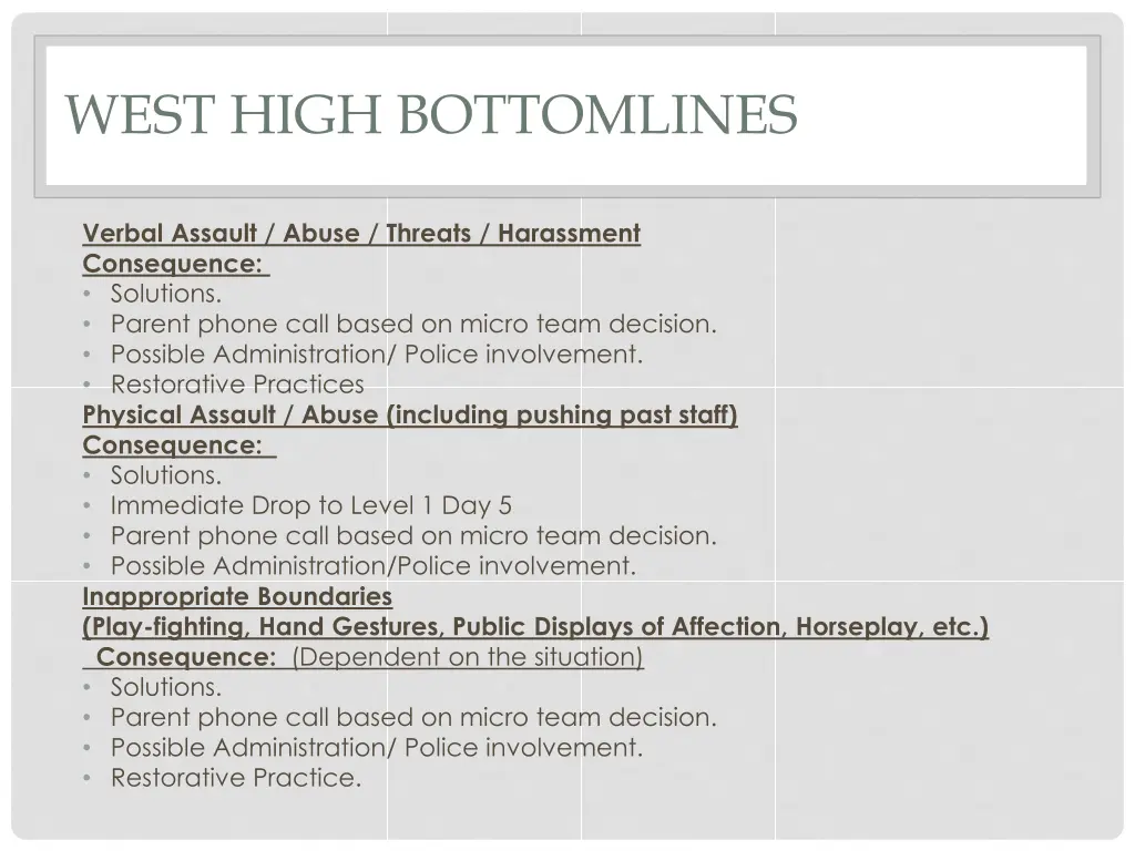 west high bottomlines