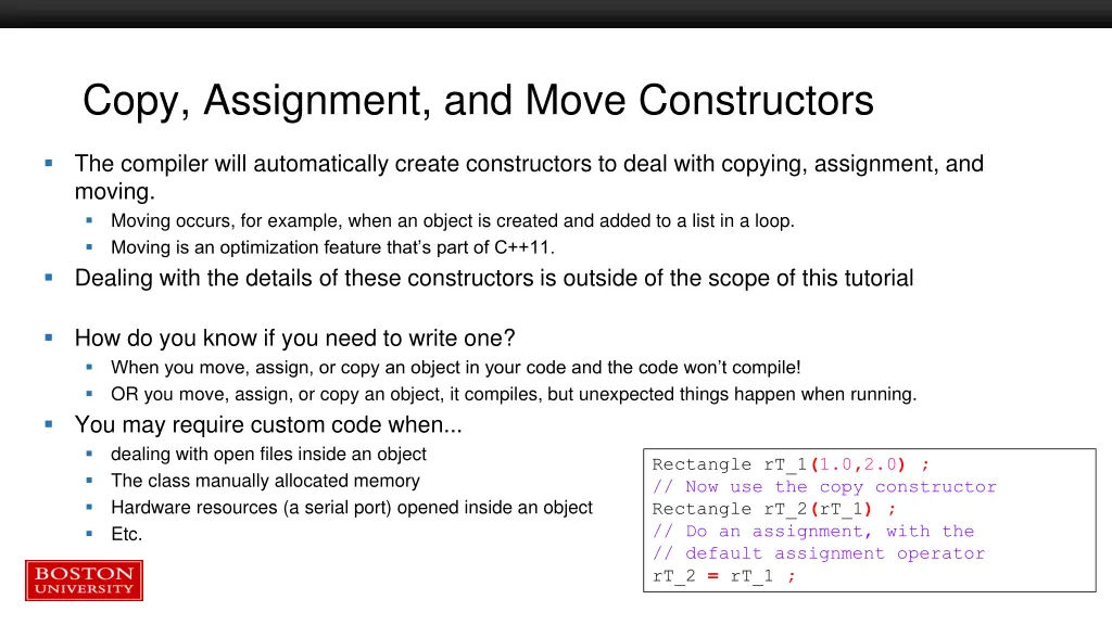 copy assignment and move constructors
