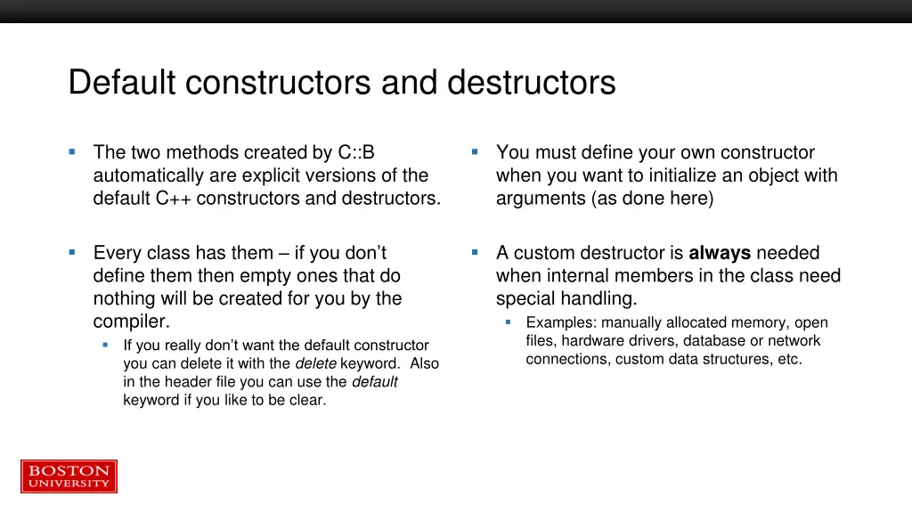 default constructors and destructors