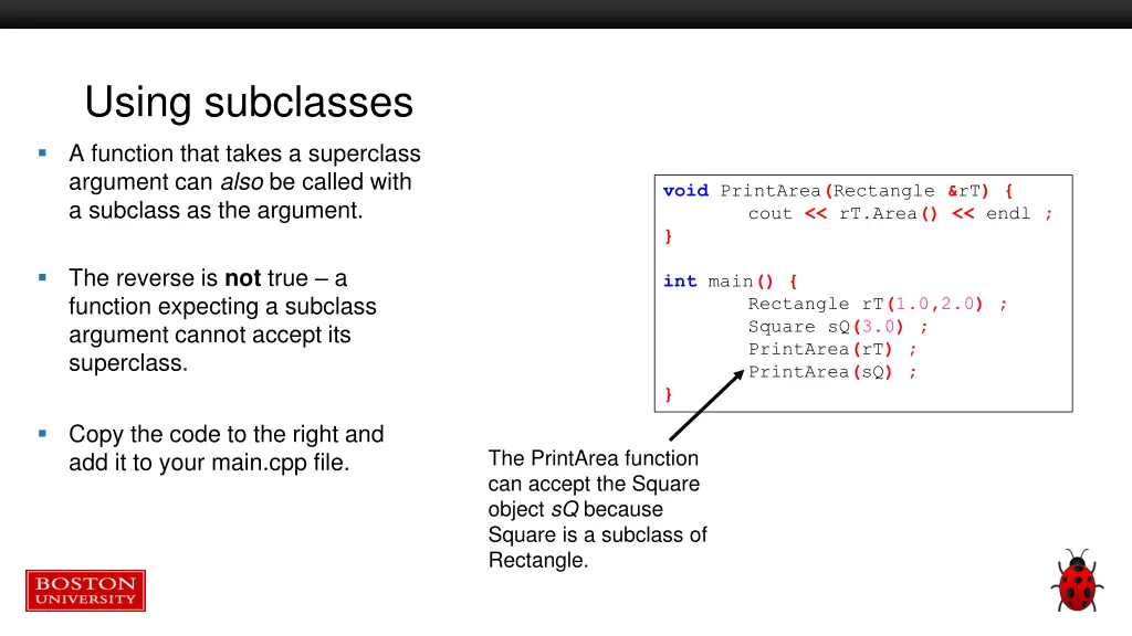 using subclasses