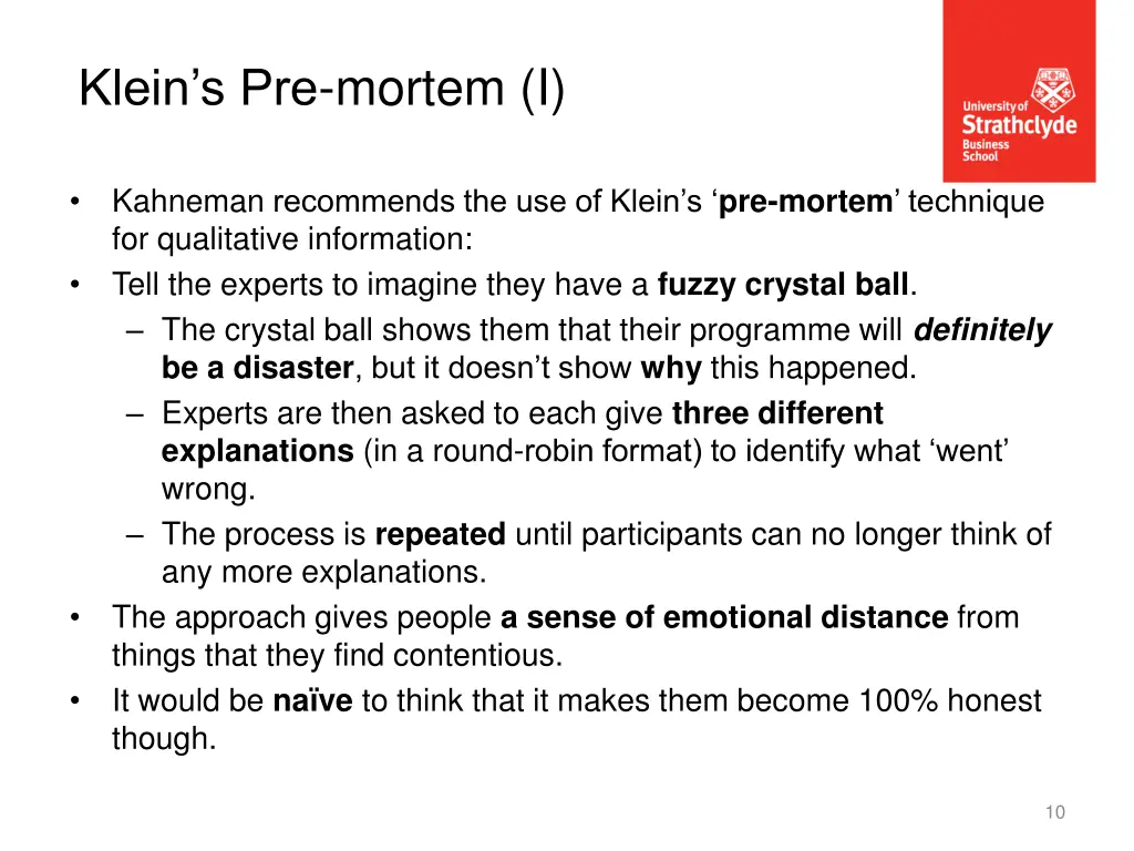 klein s pre mortem i
