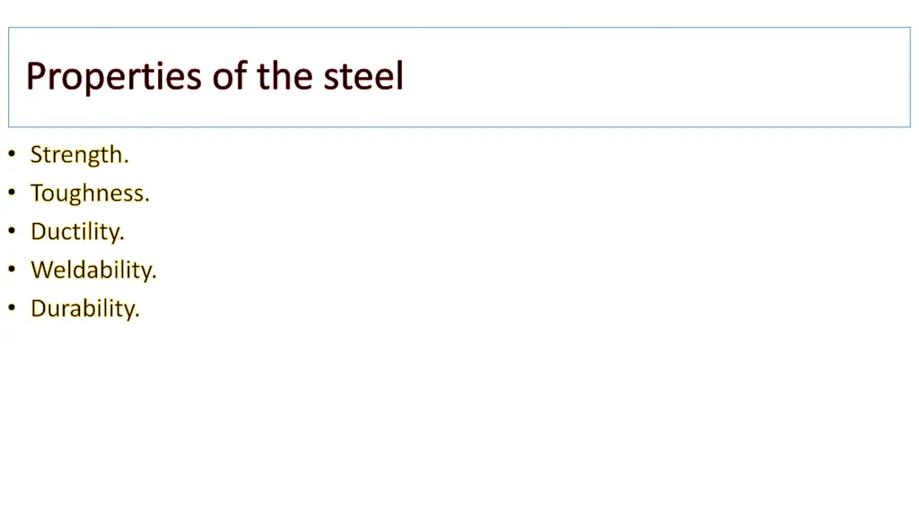 properties of the steel