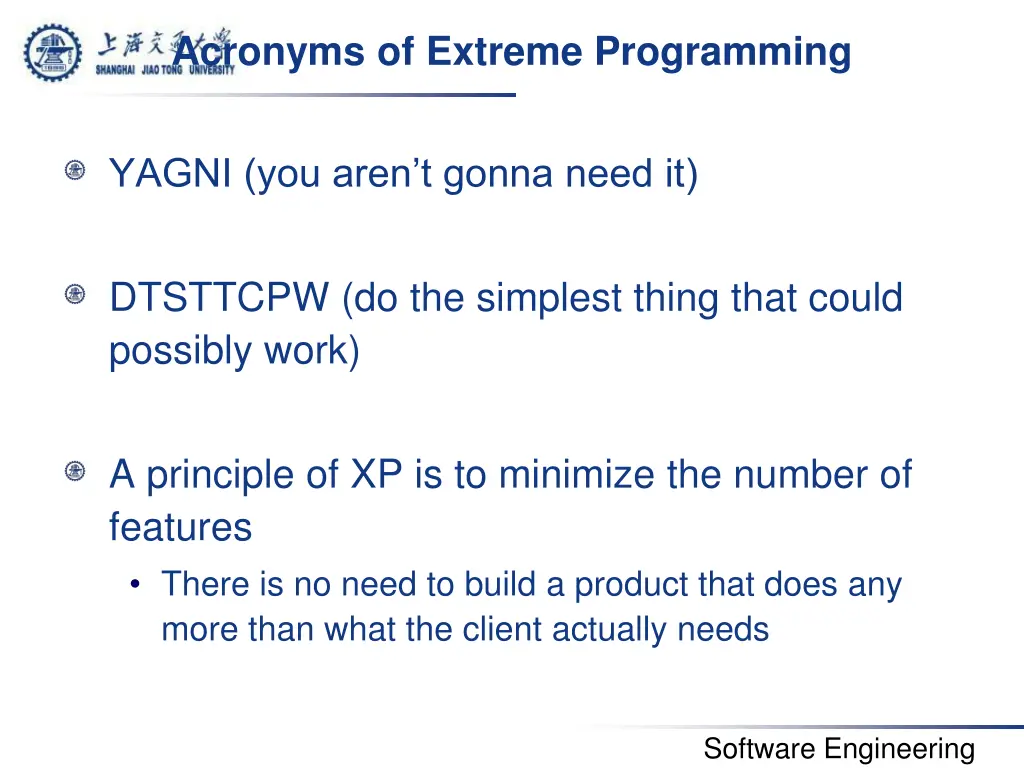 acronyms of extreme programming