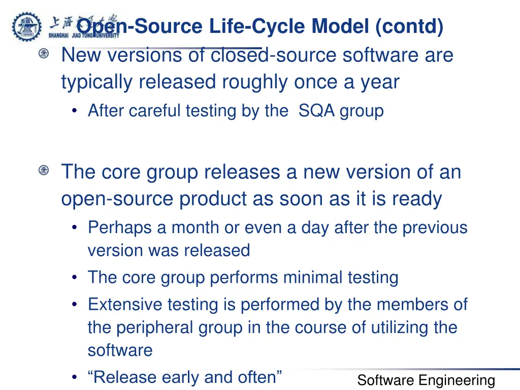 open source life cycle model contd new versions