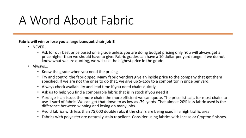 a word about fabric