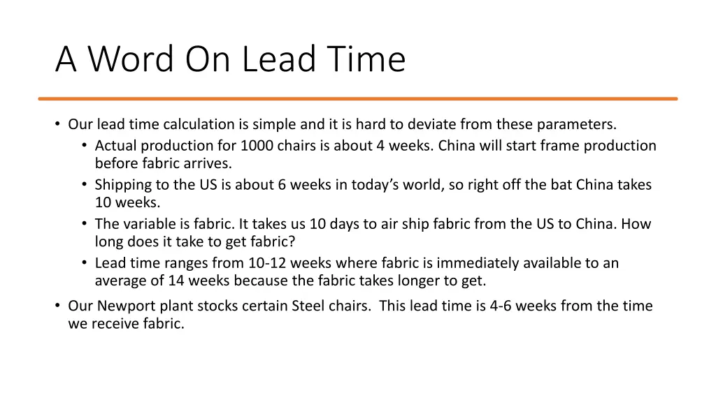 a word on lead time