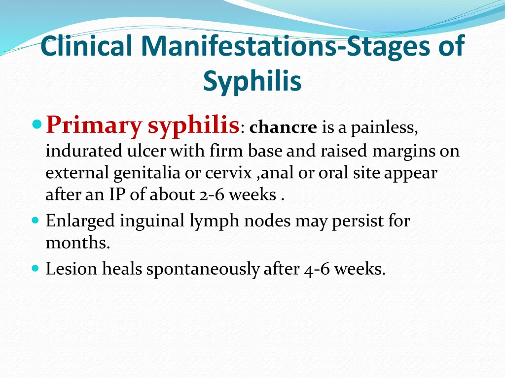 clinical manifestations stages of syphilis