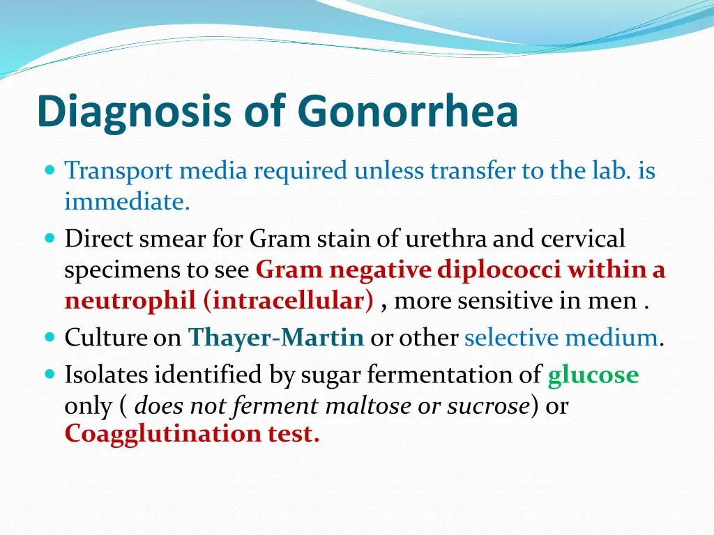 diagnosis of gonorrhea