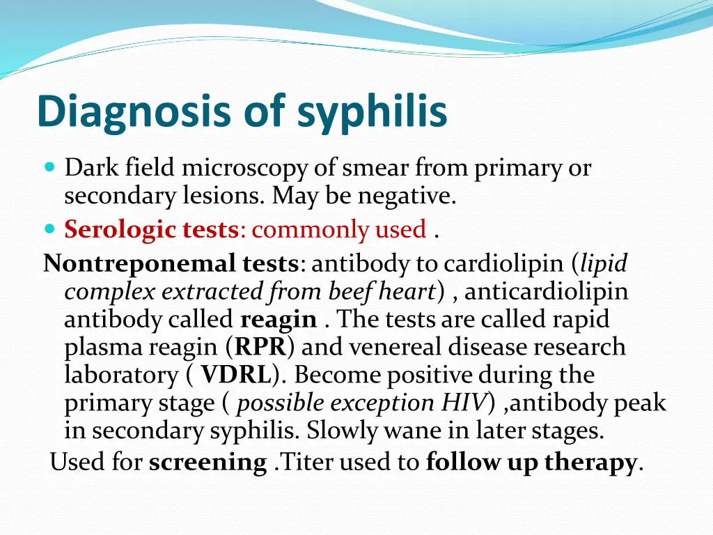 diagnosis of syphilis