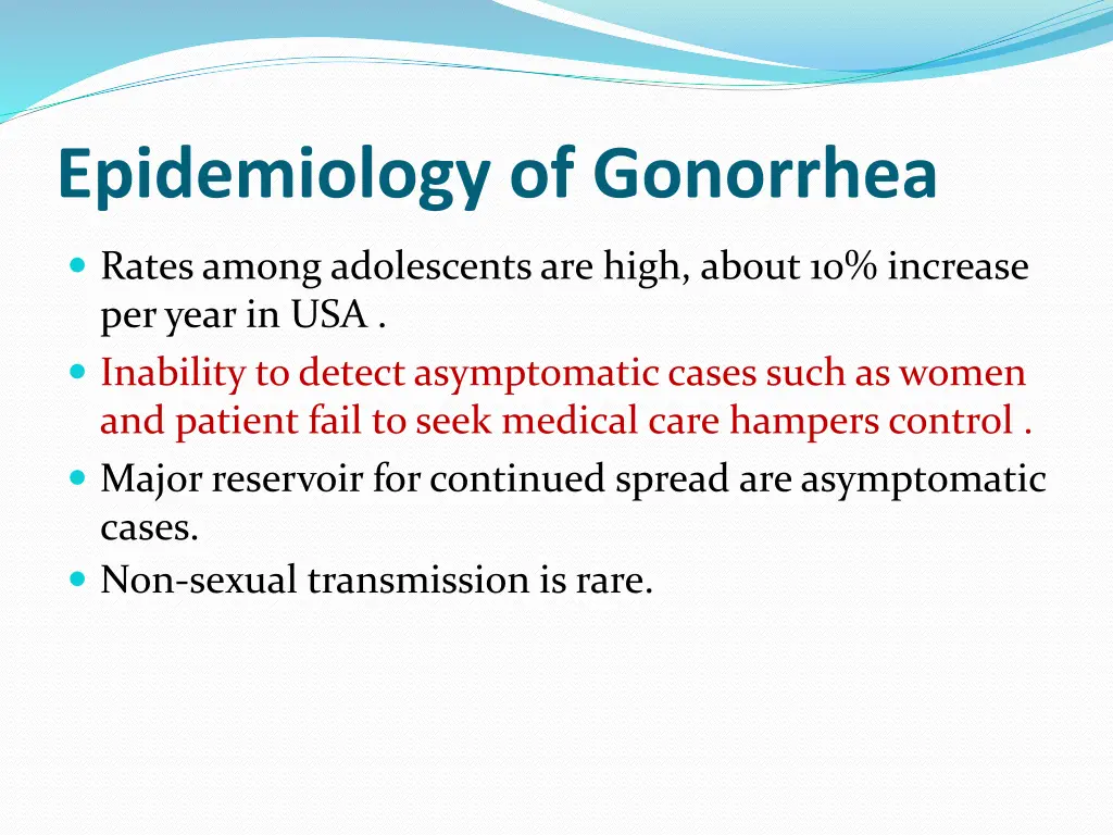 epidemiology of gonorrhea