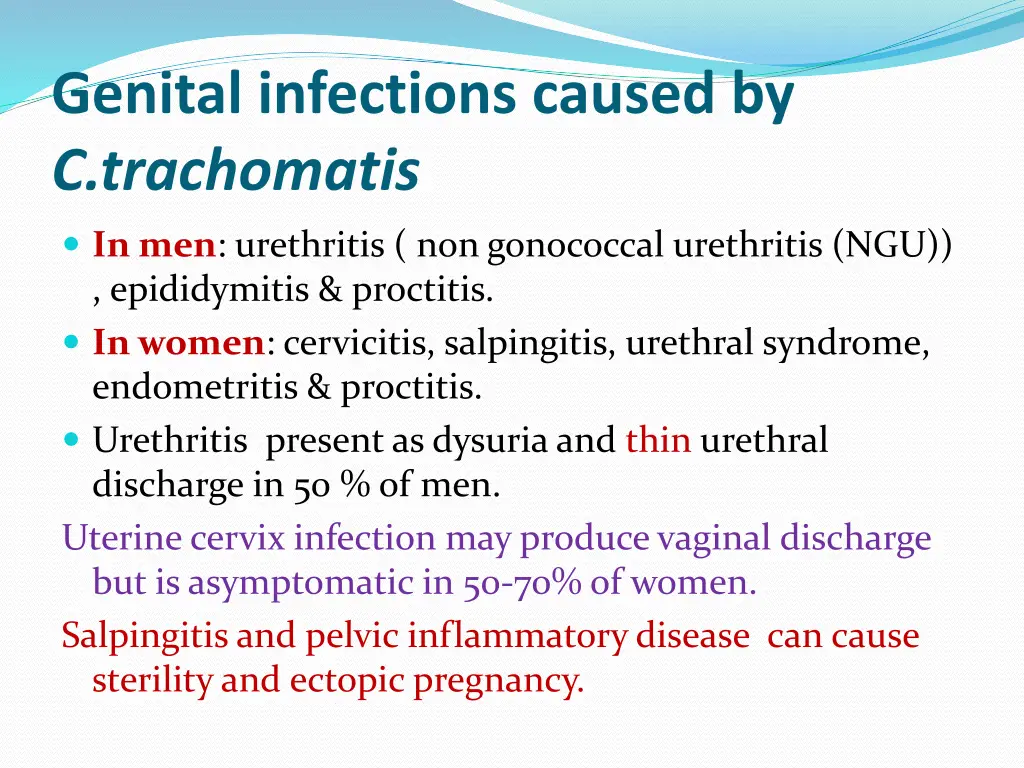 genital infections caused by c trachomatis