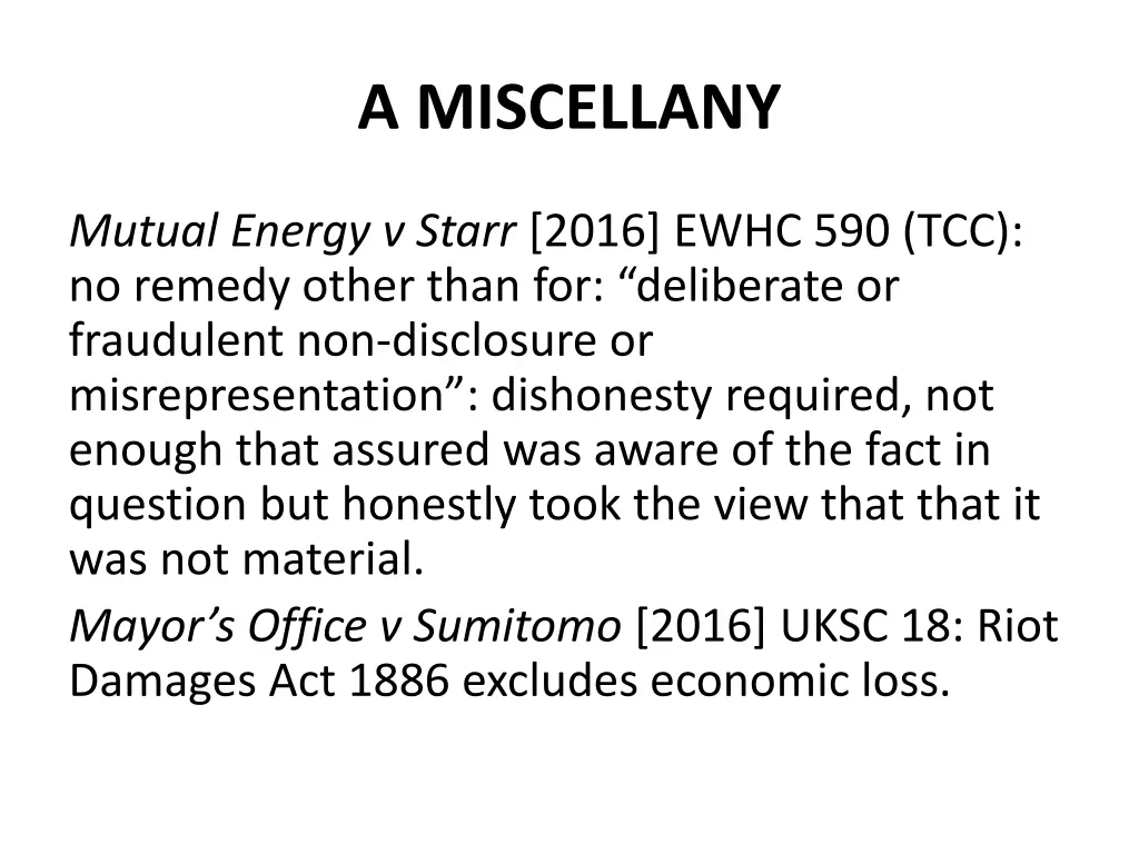 a miscellany