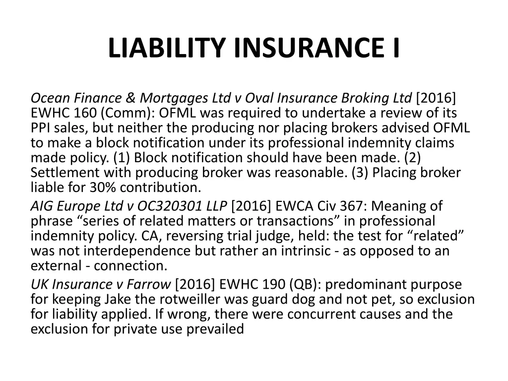 liability insurance i