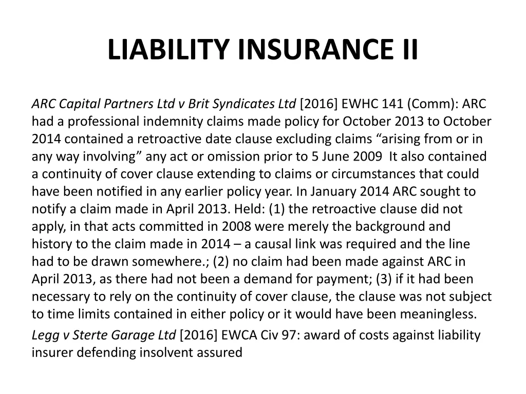 liability insurance ii