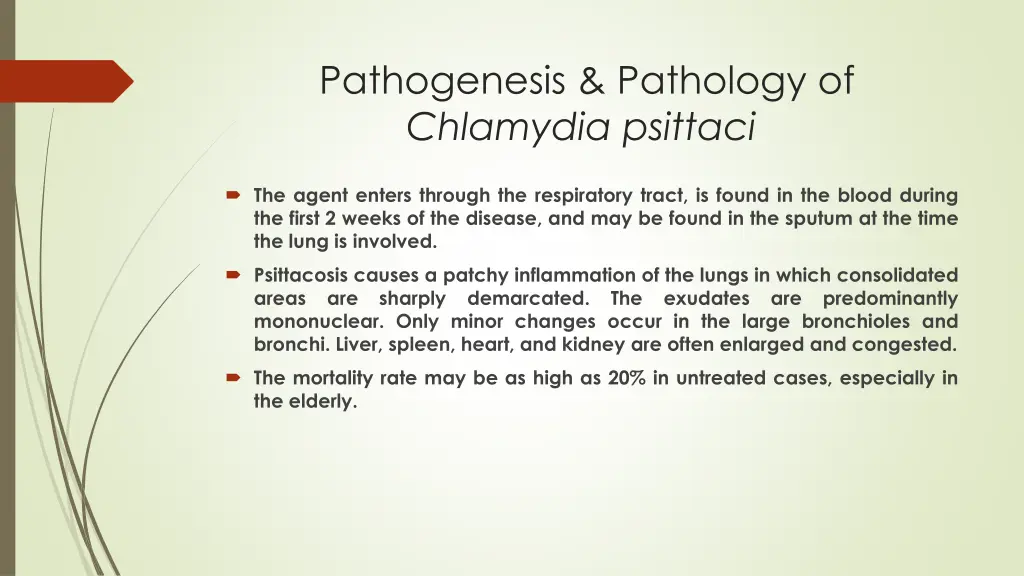 pathogenesis pathology of chlamydia psittaci
