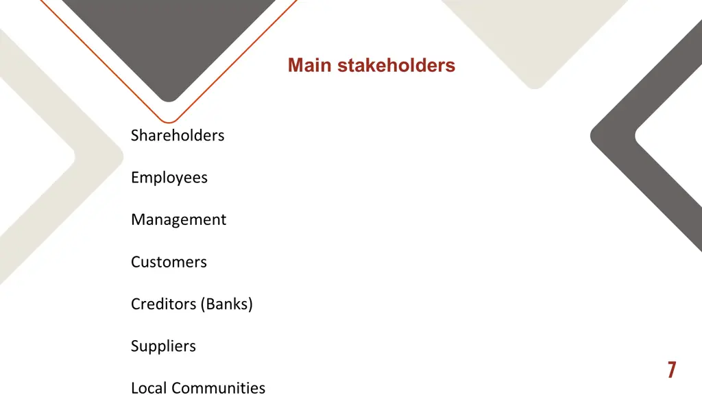 main stakeholders