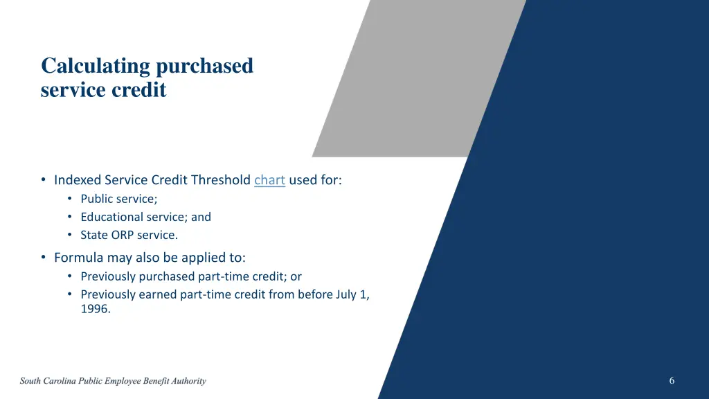 calculating purchased service credit