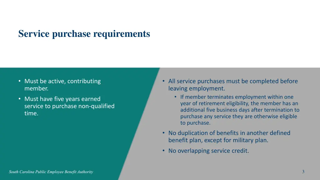 service purchase requirements
