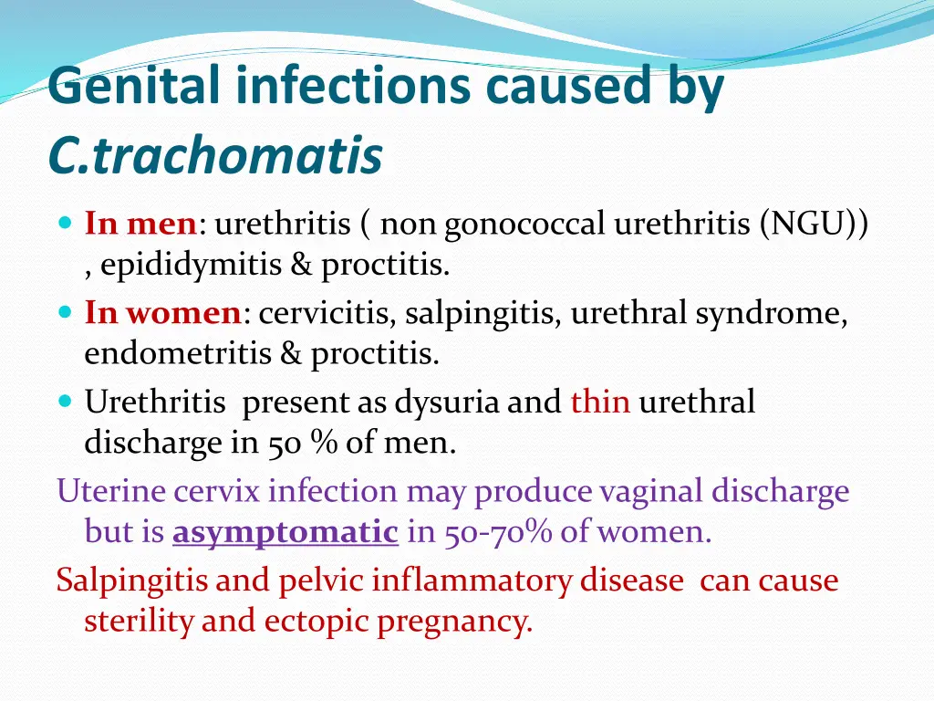 genital infections caused by c trachomatis