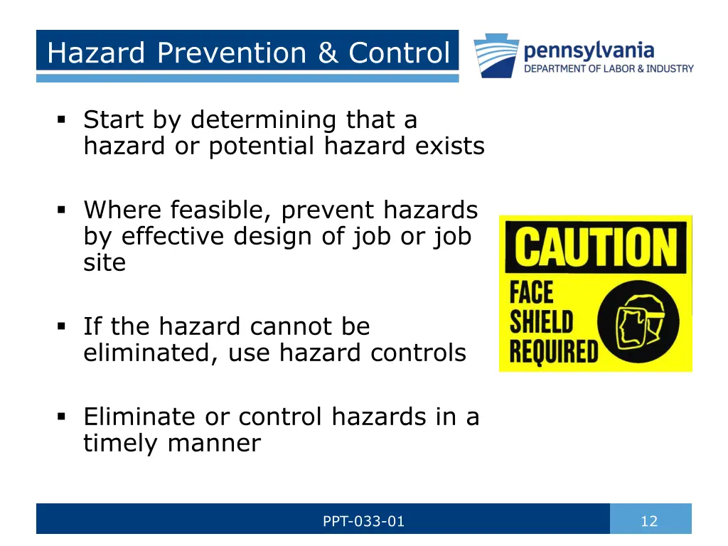 hazard prevention control
