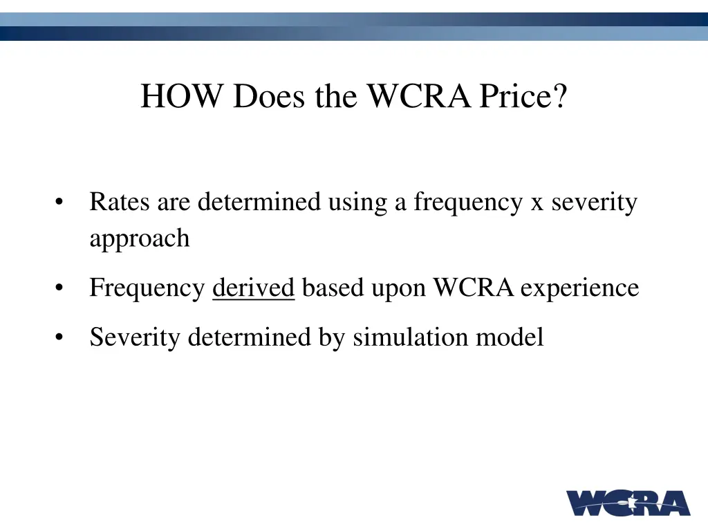 how does the wcra price 1