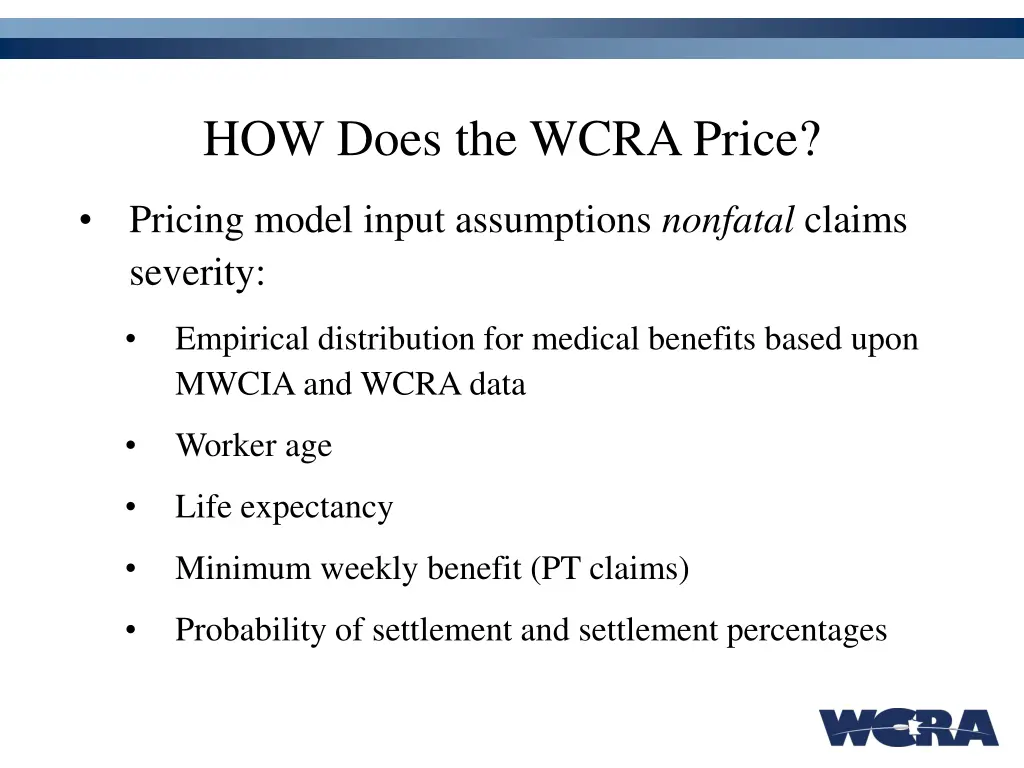 how does the wcra price 2