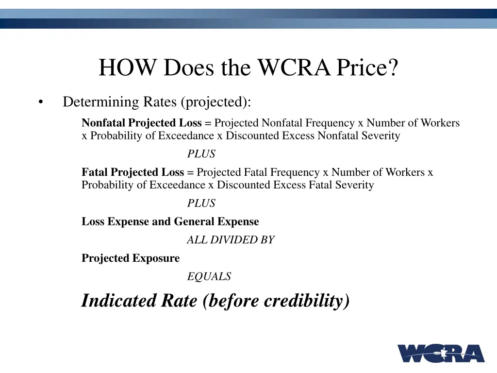 how does the wcra price 9