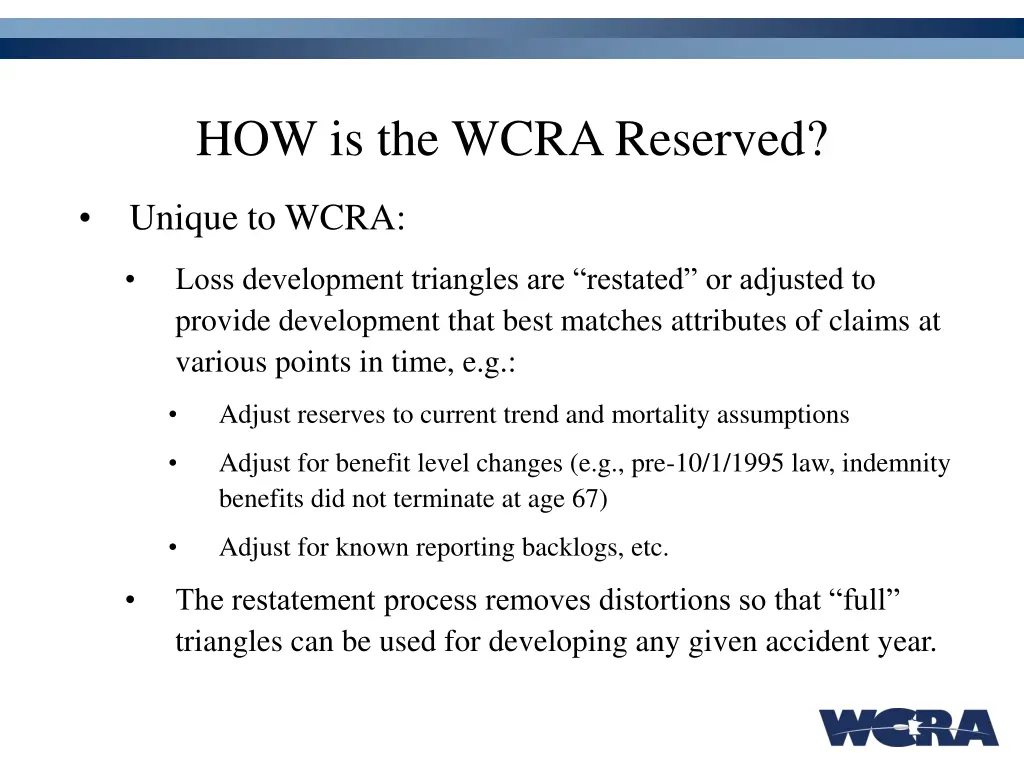 how is the wcra reserved 2