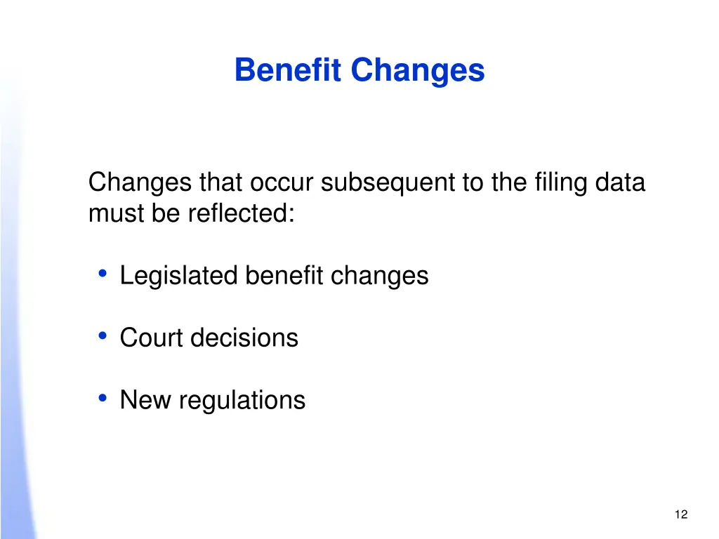benefit changes
