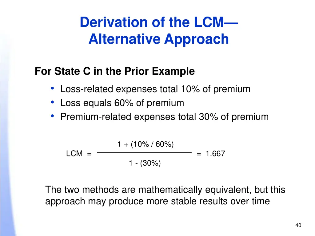 derivation of the lcm alternative approach 1