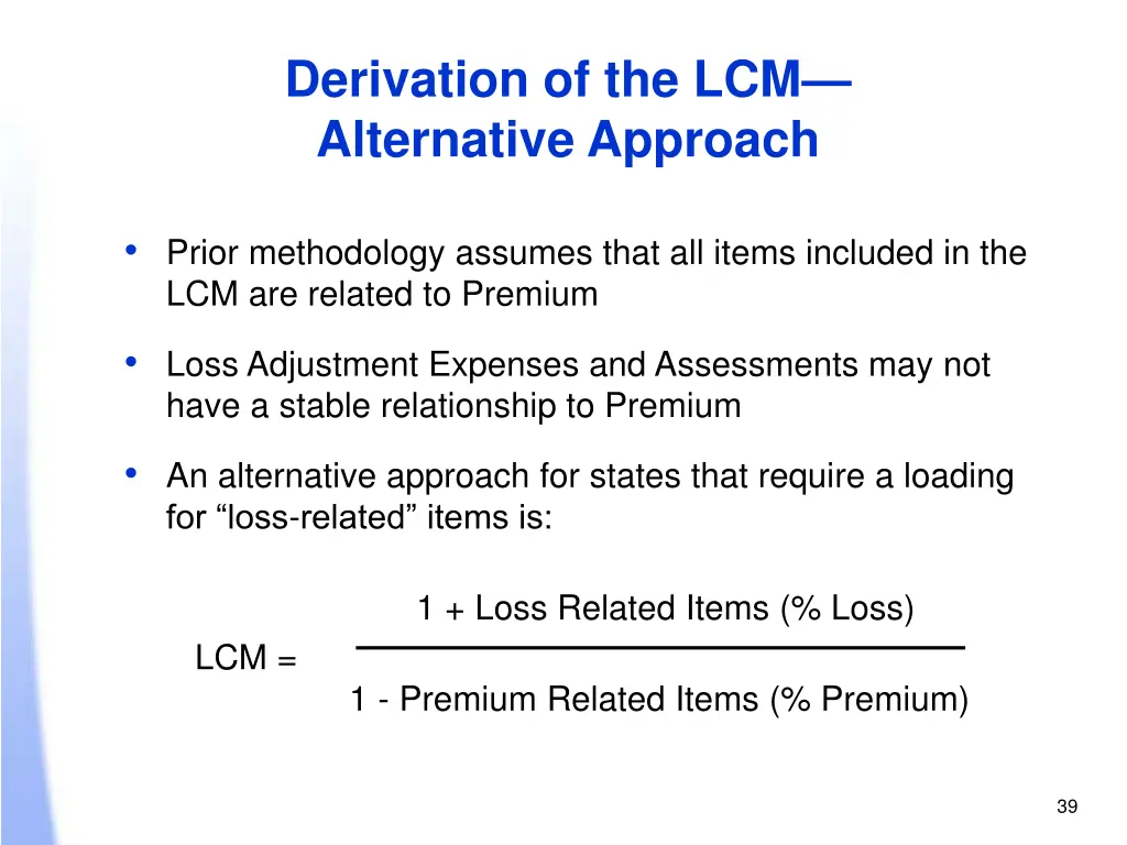 derivation of the lcm alternative approach