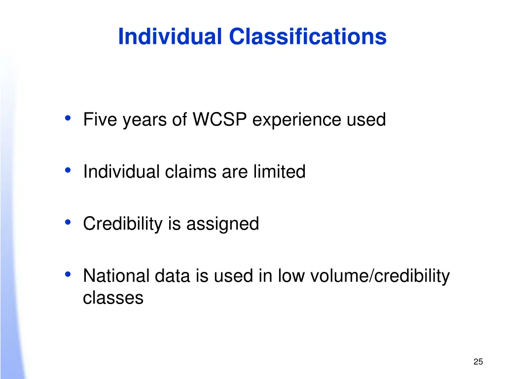 individual classifications