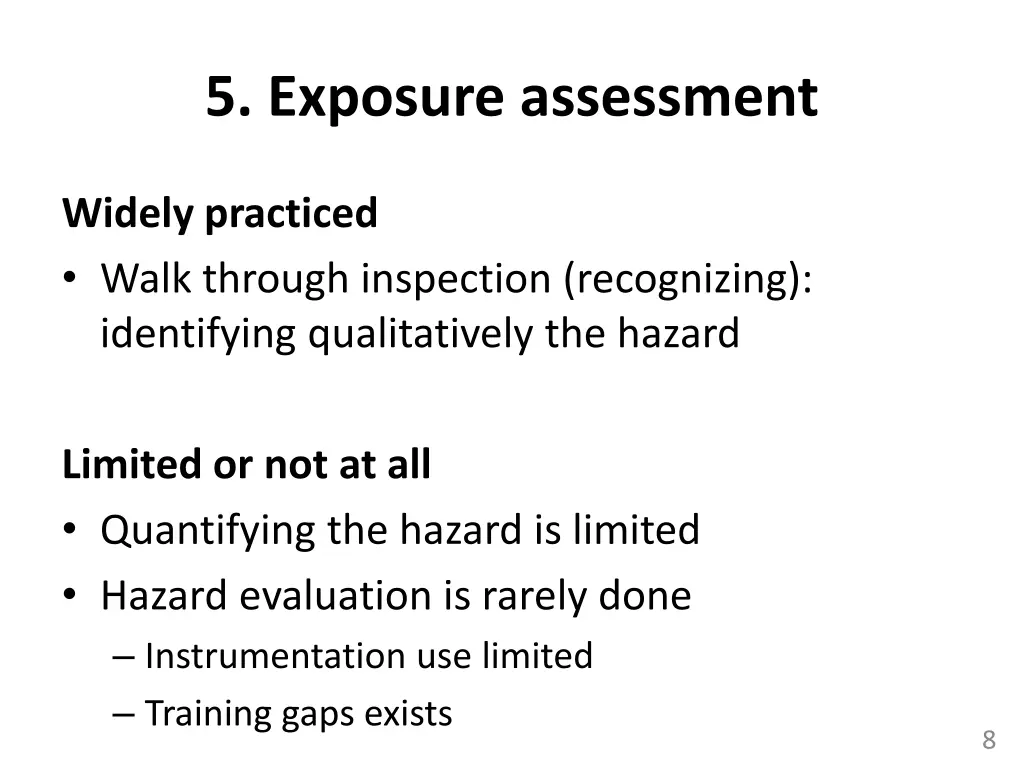 5 exposure assessment