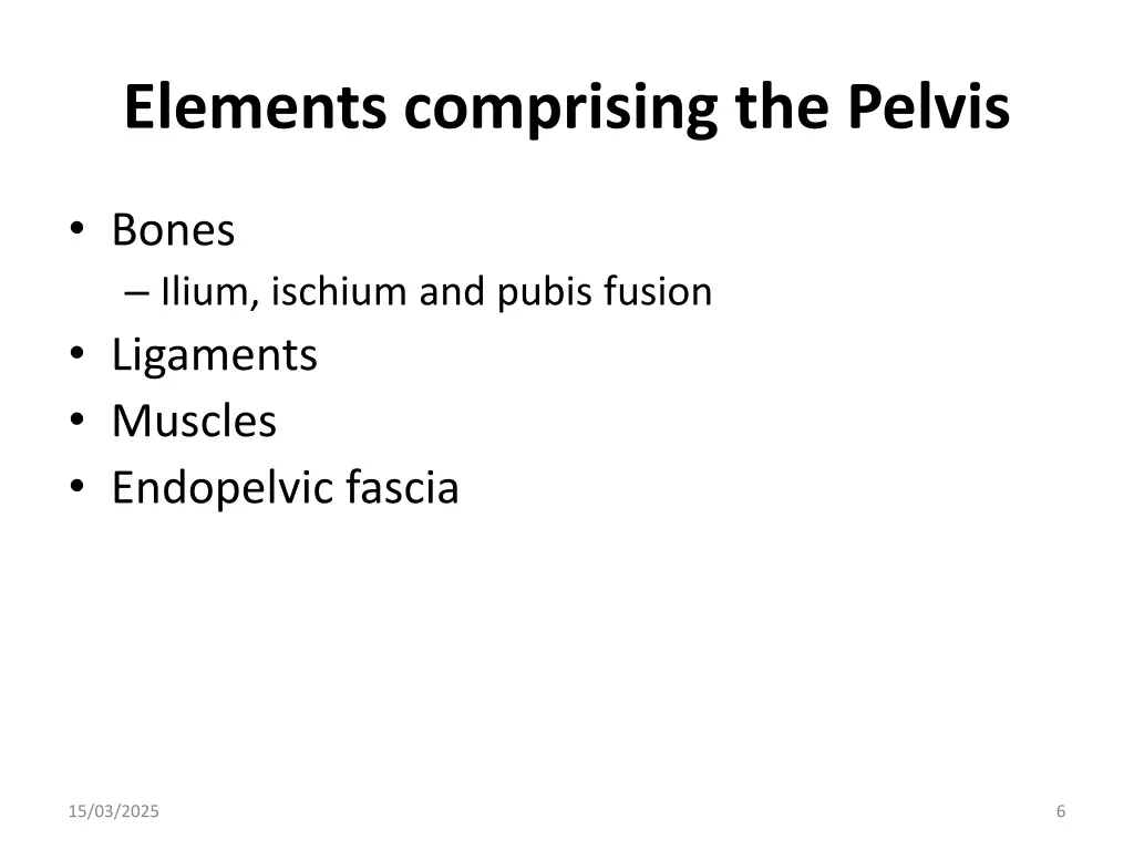 elements comprising the pelvis
