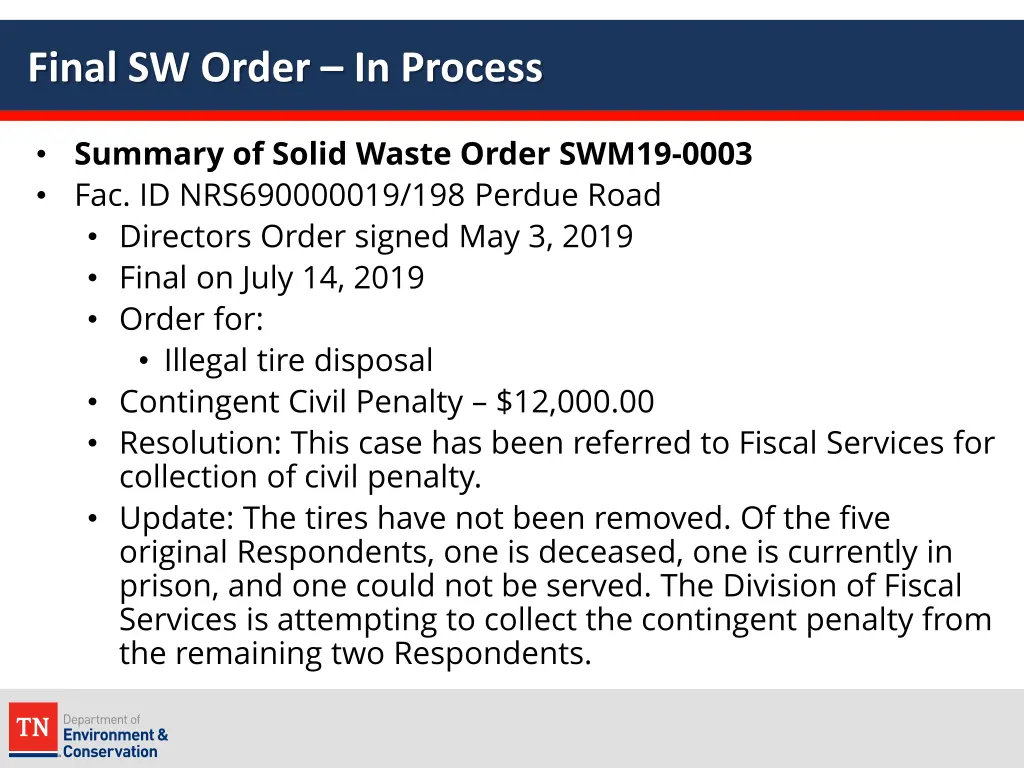 final sw order in process