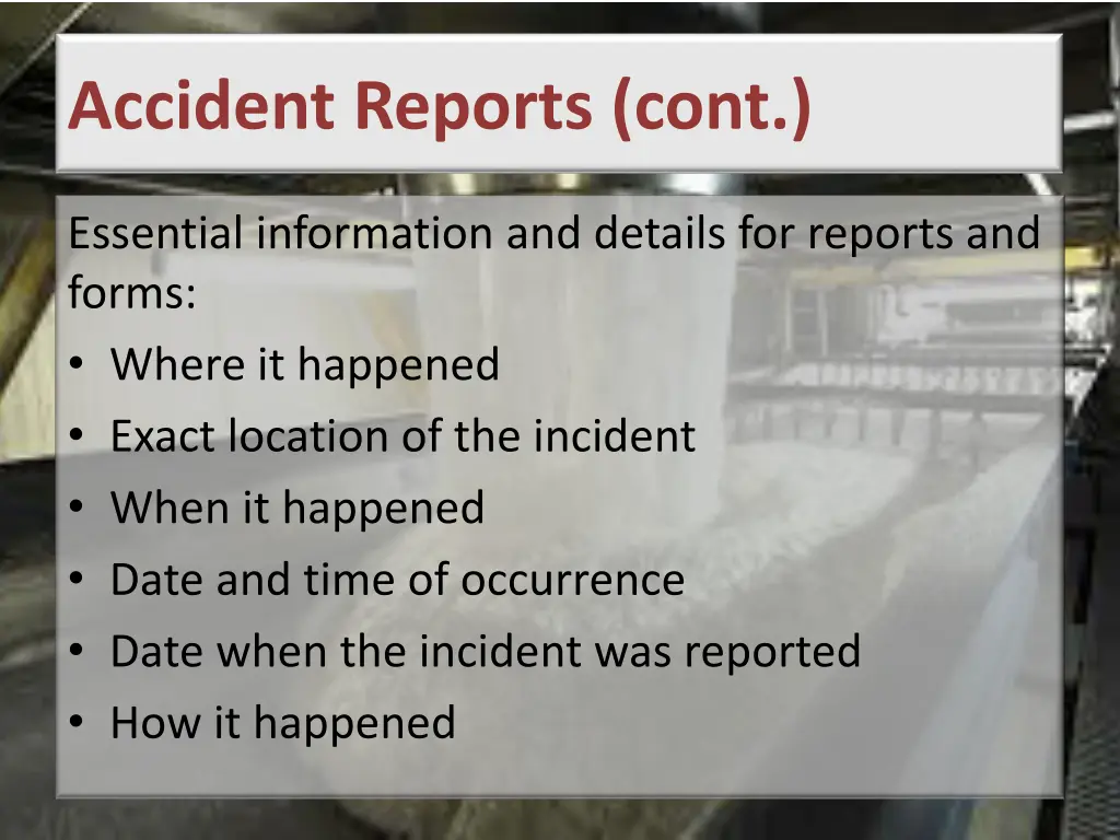 accident reports cont