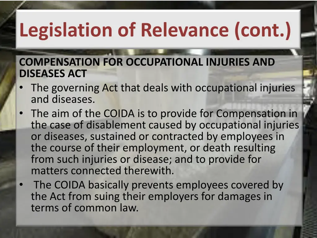 legislation of relevance cont 3