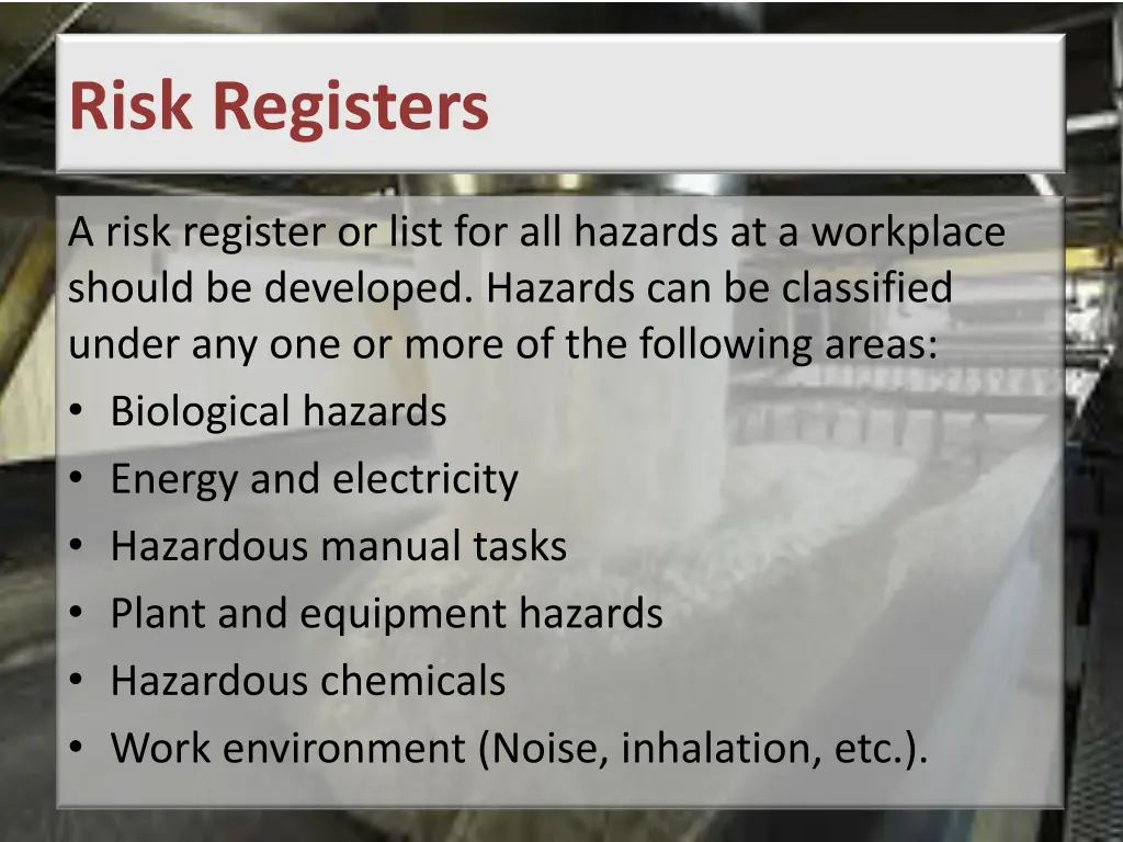 risk registers