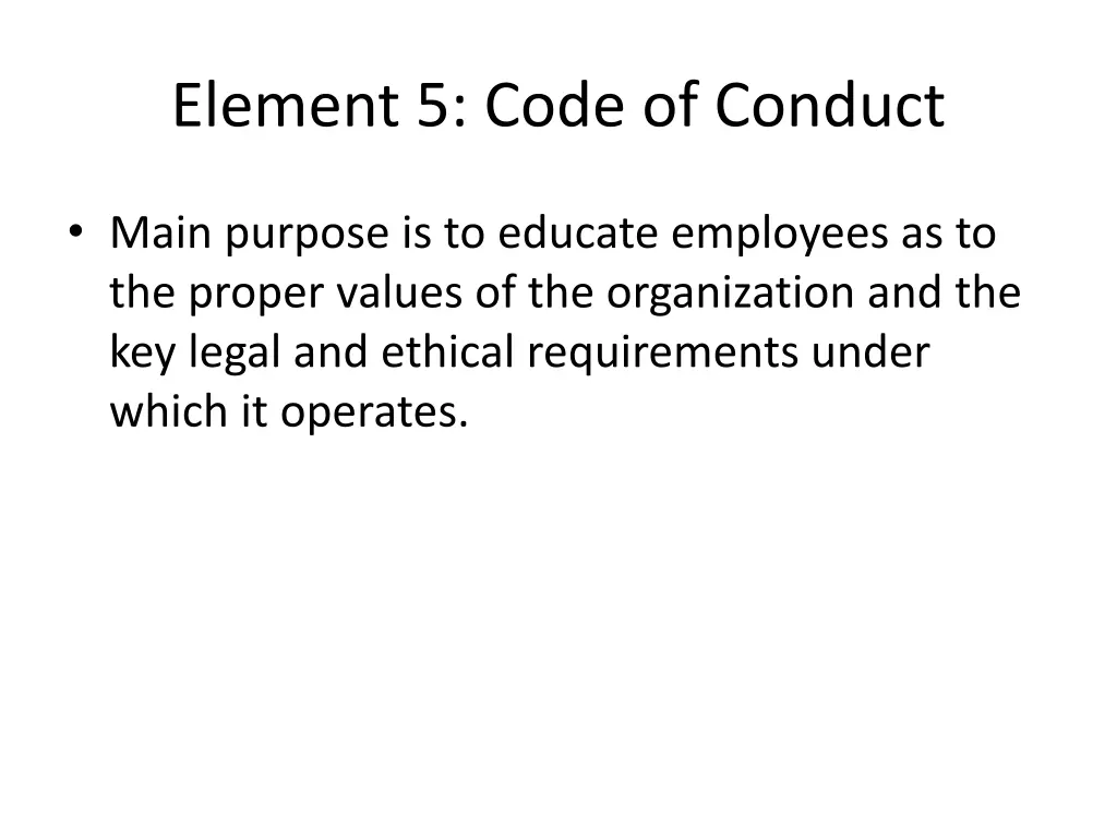 element 5 code of conduct
