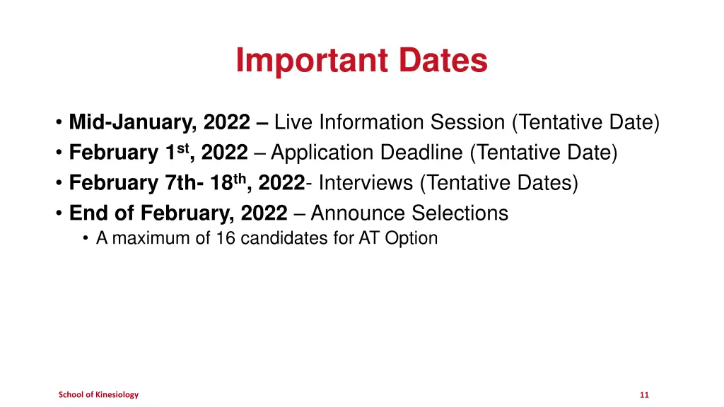 important dates