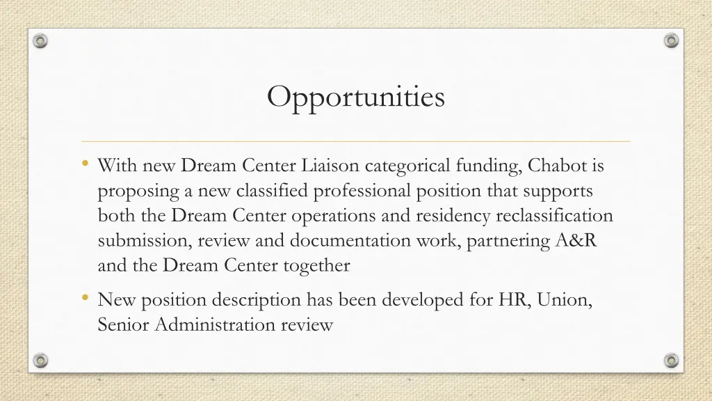 opportunities