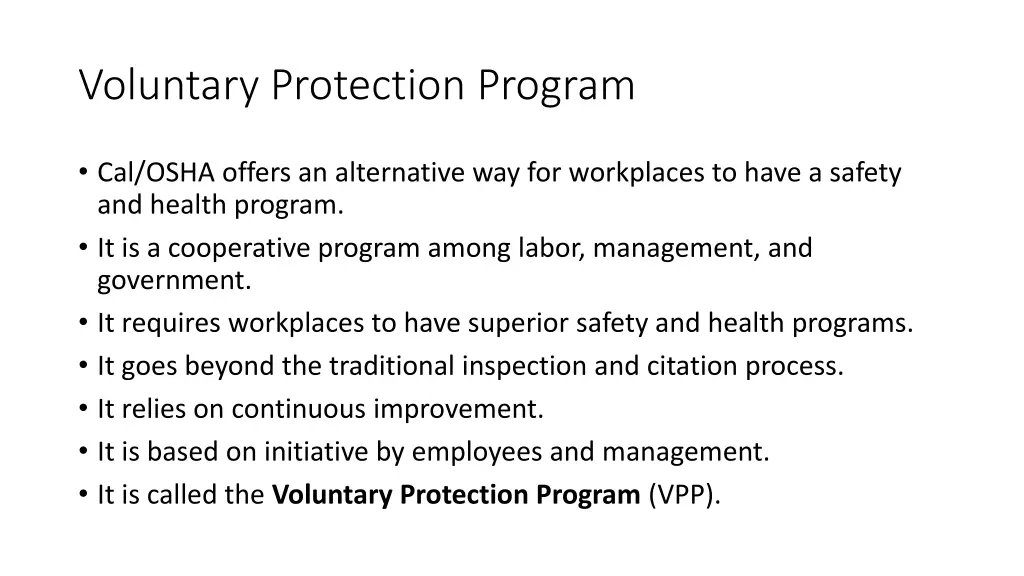 voluntary protection program
