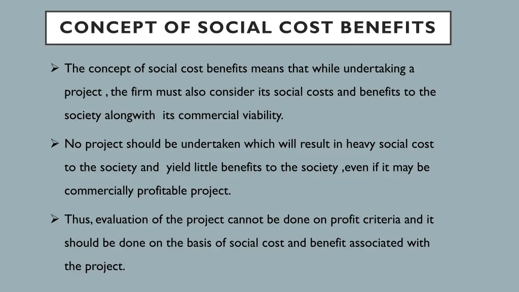 concept of social cost benefits