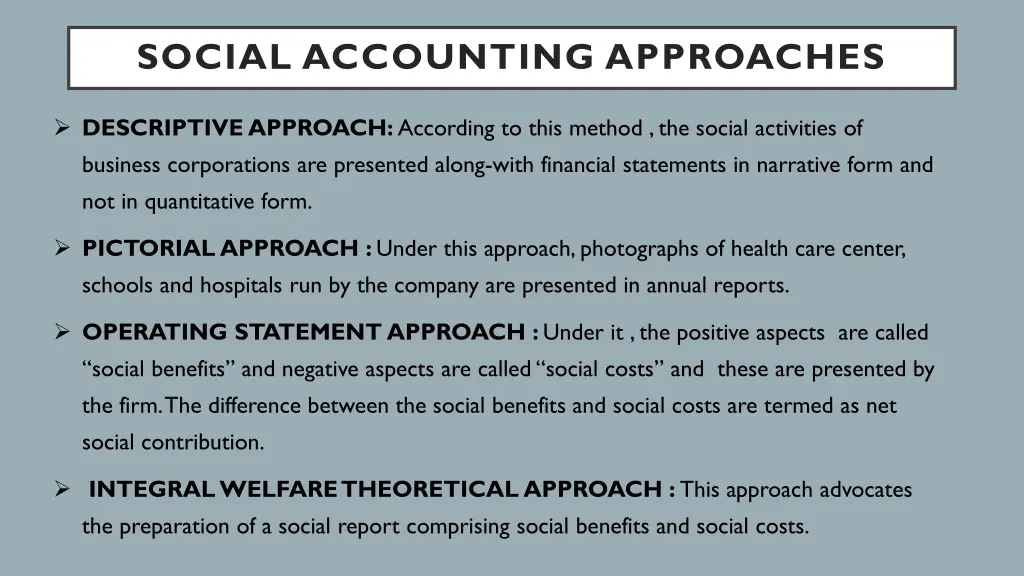 social accounting approaches