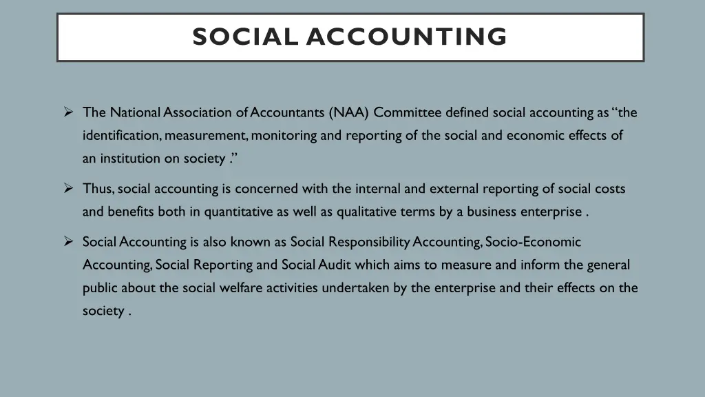 social accounting