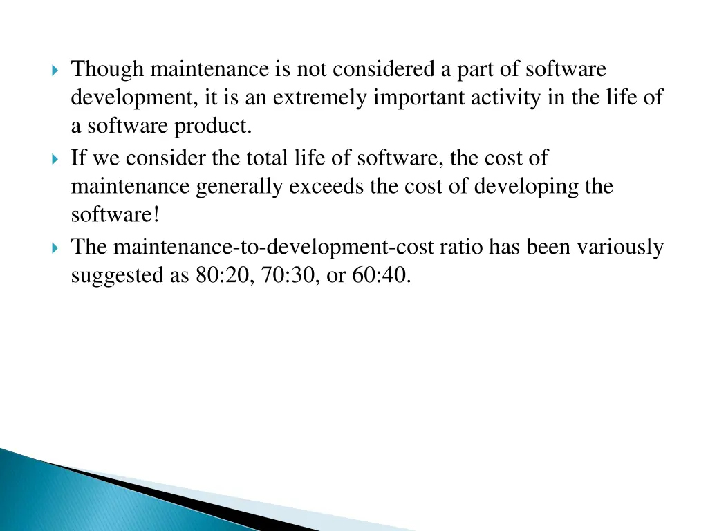 though maintenance is not considered a part