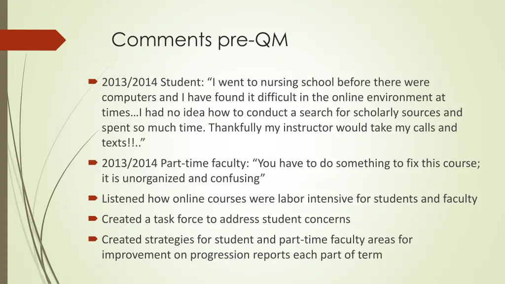 comments pre qm
