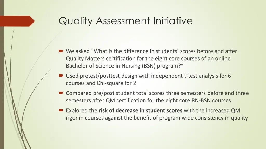 quality assessment initiative