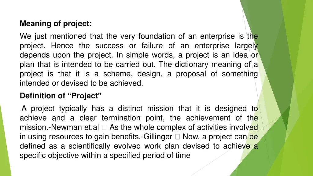 meaning of project we just mentioned that